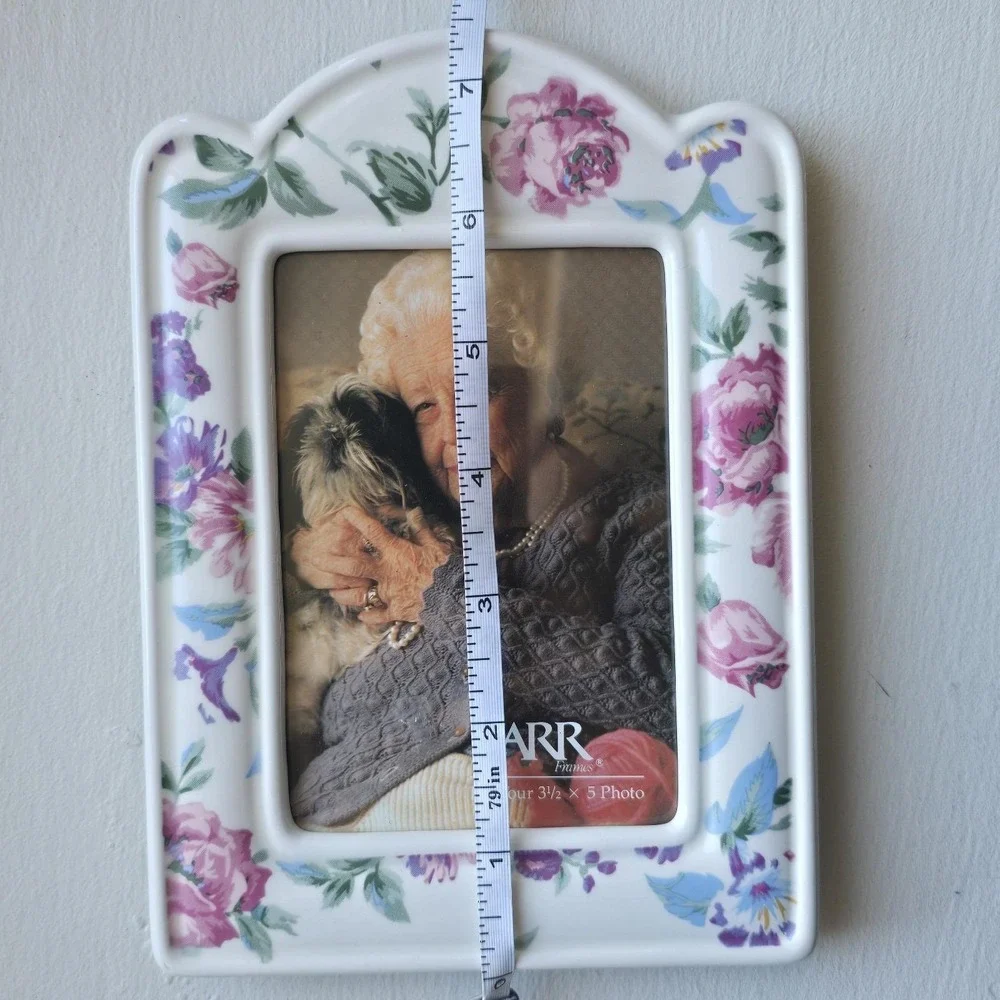 Vintage Floral Ceramic Carr Frame 3.5x5 Photo Cottagecore Country‎ Farmhouse